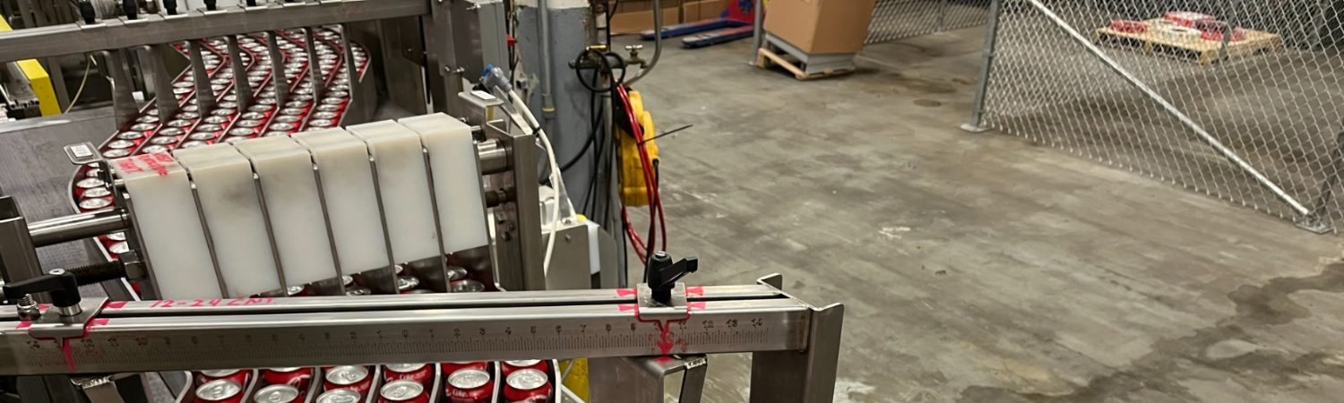 Match-marked guide rail with a steel rule on a high-speed can line